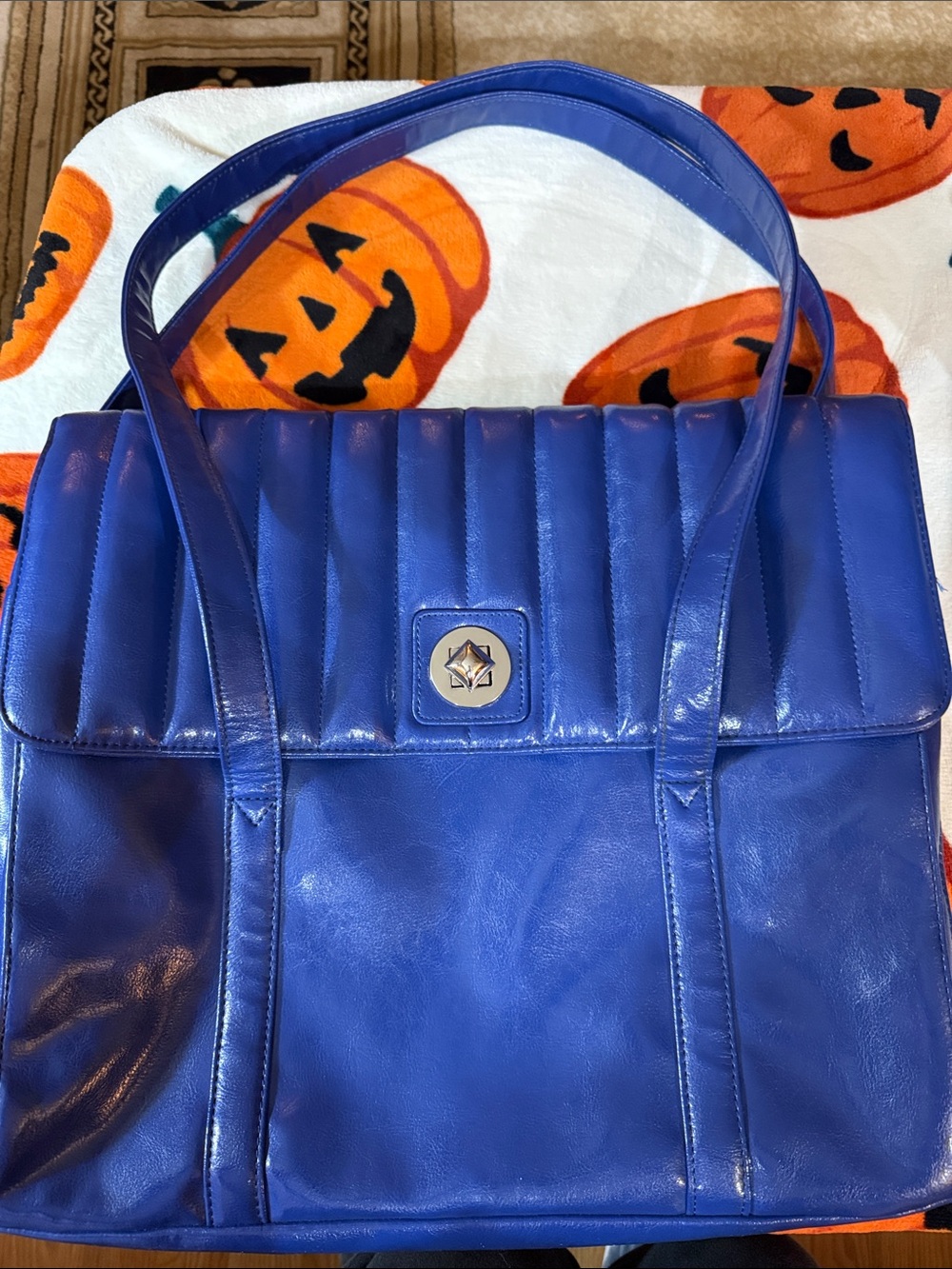 Buxton Royal Blue Quilted Flap Laptop Work Tote Bag